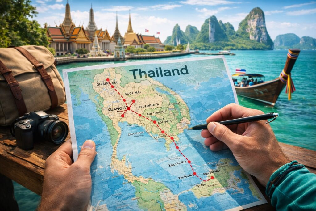 route thailand, reisroute thailand