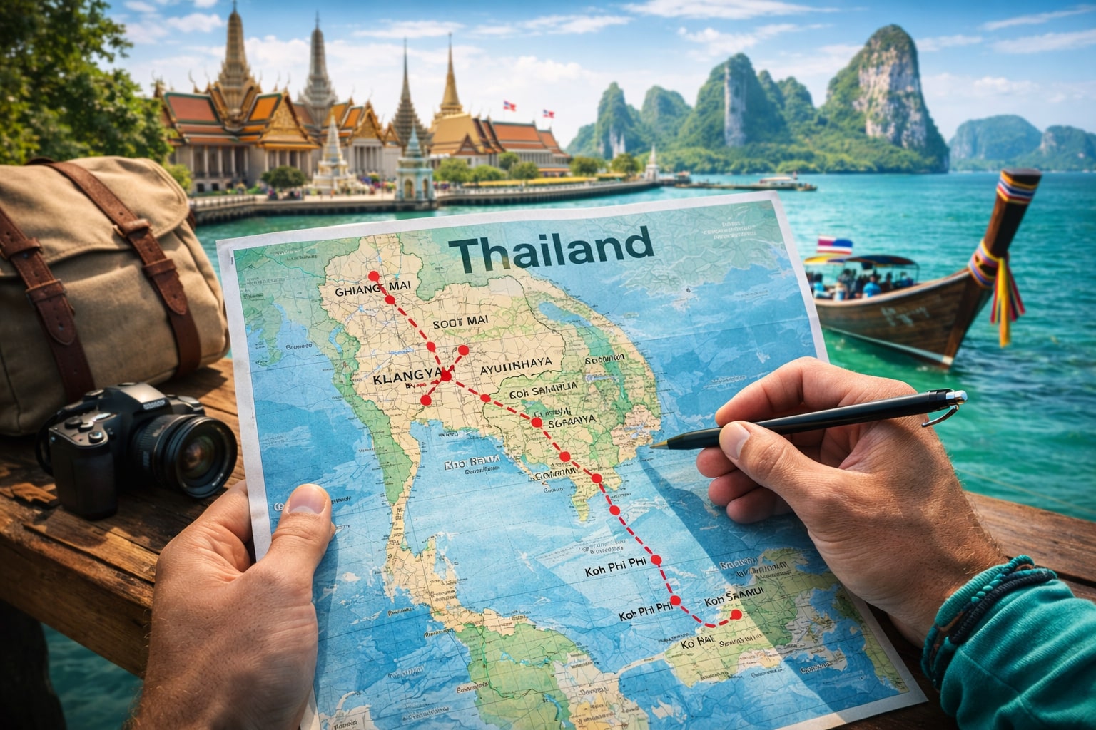 route thailand, reisroute thailand